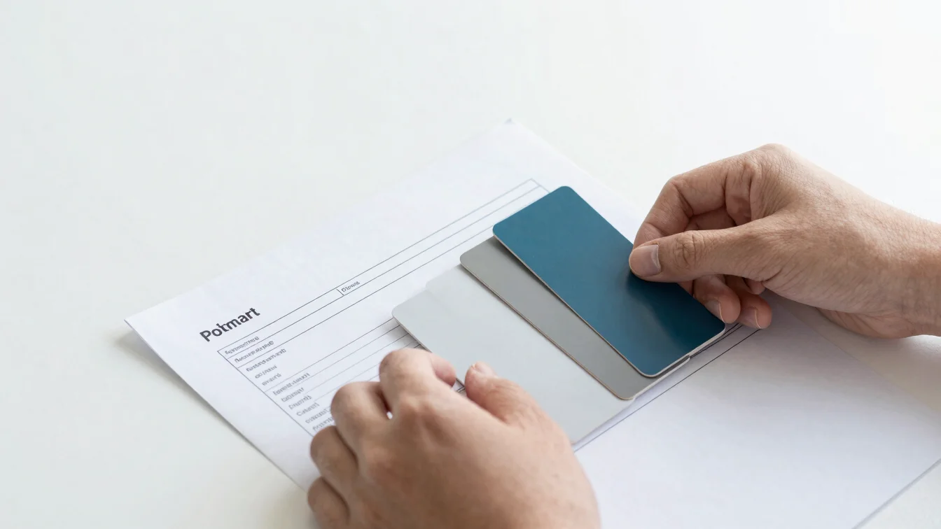 Placeholder clean editorial scene of hands reviewing a material s