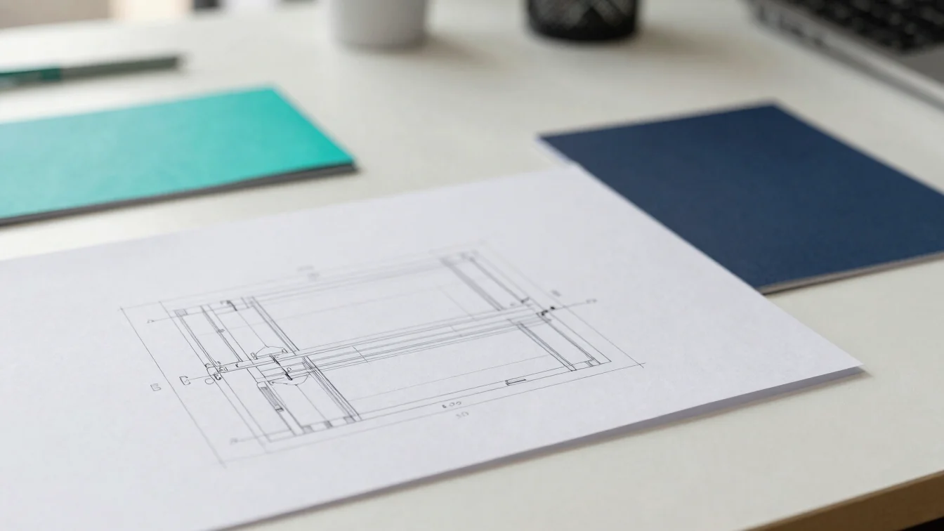 Placeholder uncluttered workspace with a technical drawing and a