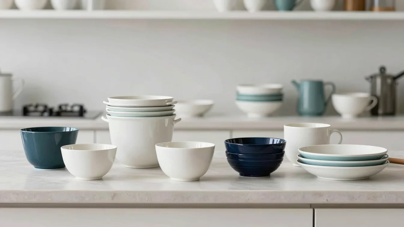 Placeholder: kitchenware and home goods arranged on a clean count